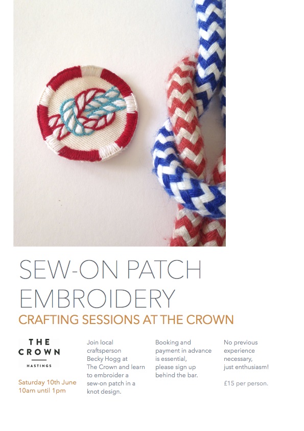Poster for Crafting Sessions at The Crown: Sew-on Patch Embroidery