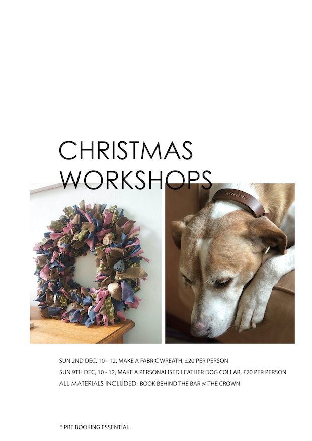 Poster for Christmas Workshops: Make a Personalised Leather Dog Collar