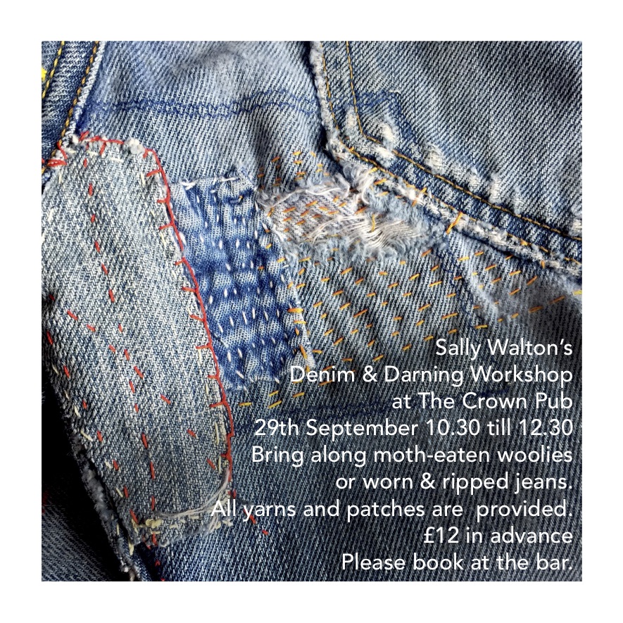 Poster for Sally Walton's Denim & Darning Workshop