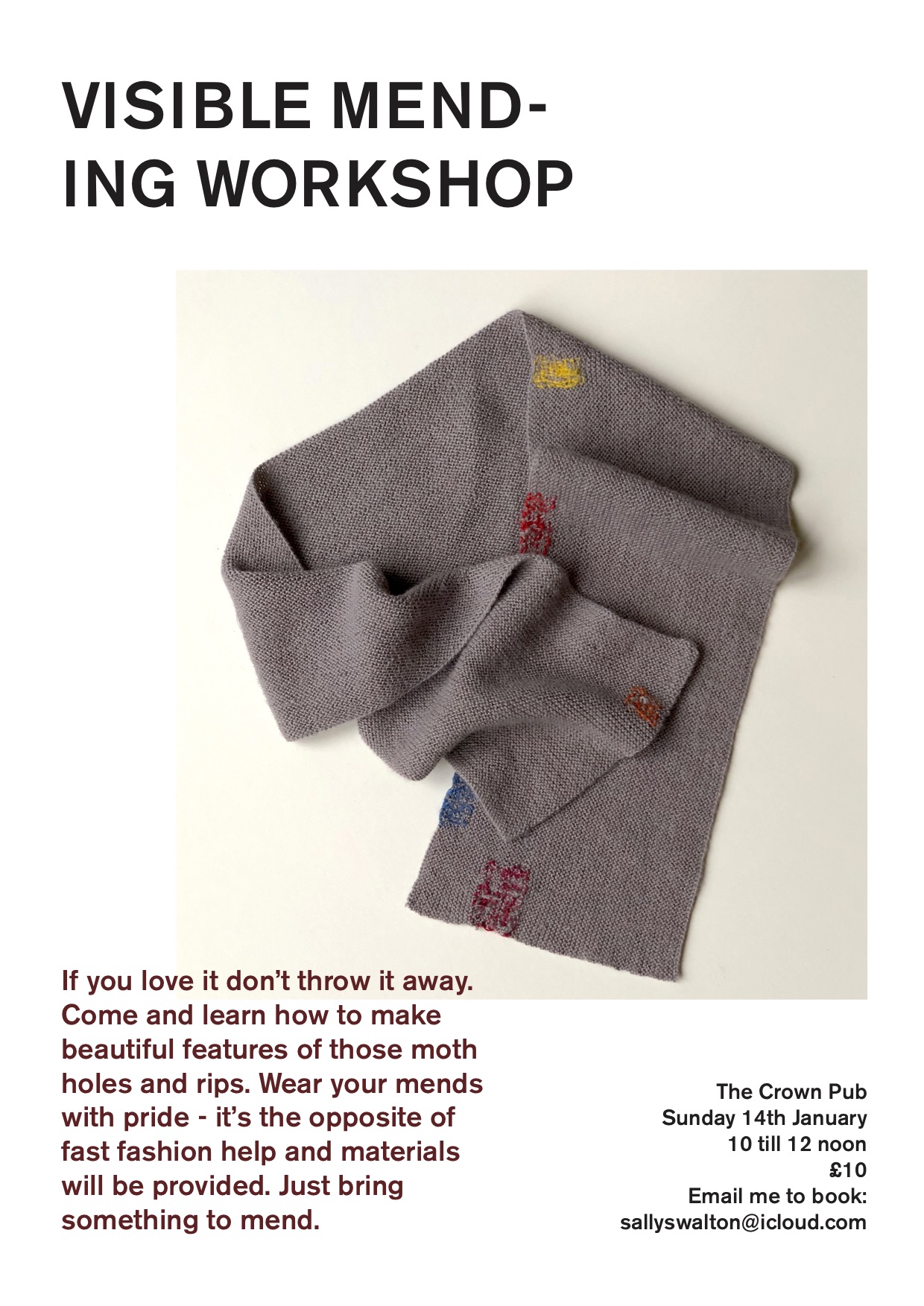 Poster for Visible Mending Workshop