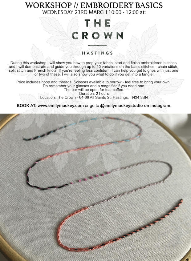 Poster for Embroidery Basics Workshop